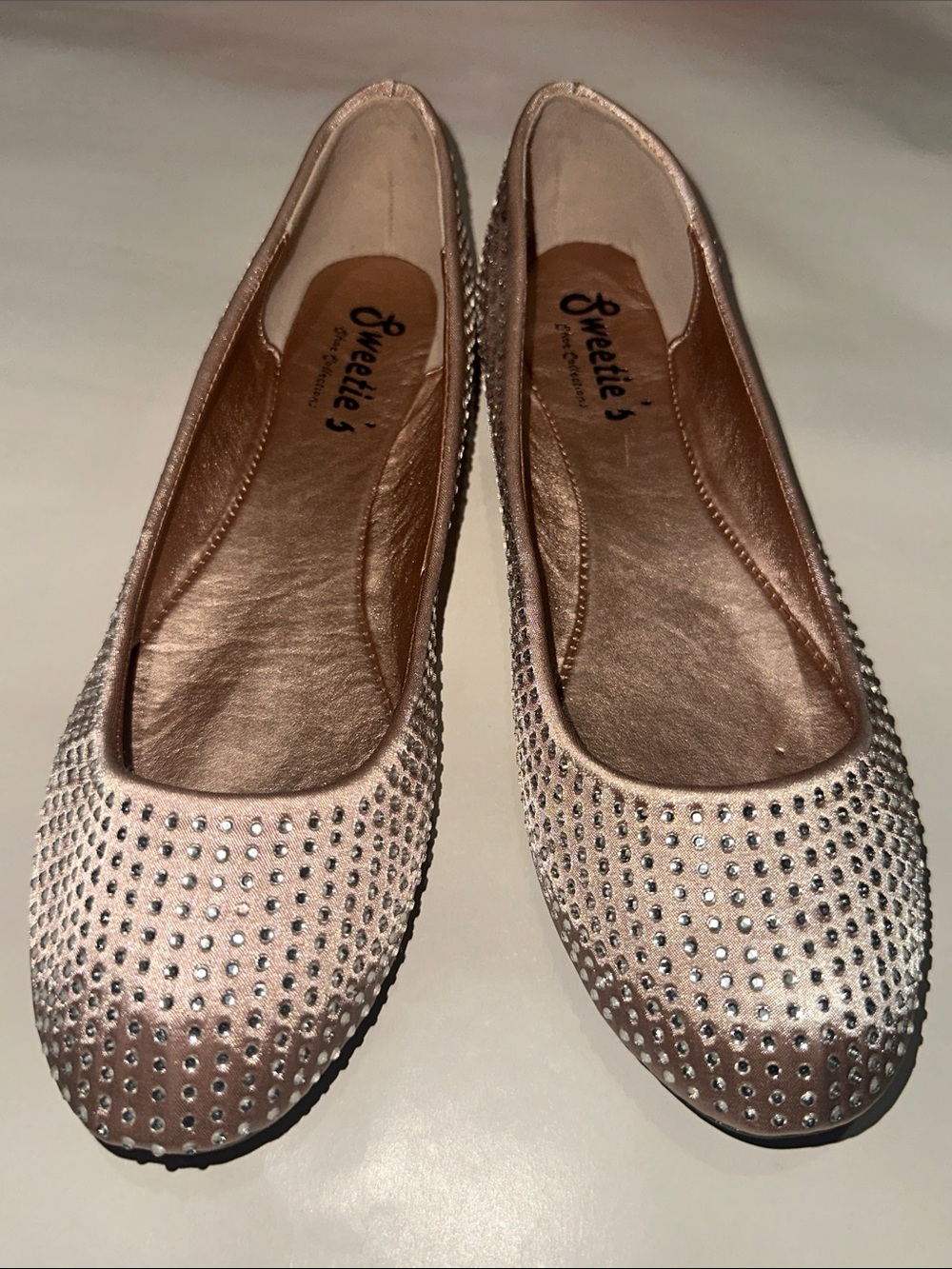 Nude Crystal Ballet Flats